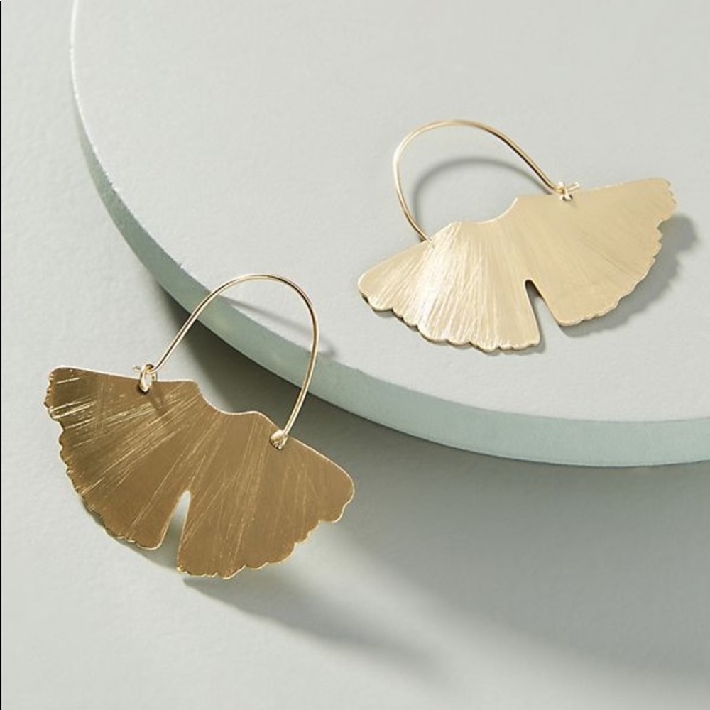 Anthropologie Ginkgo Leaf Earrings
